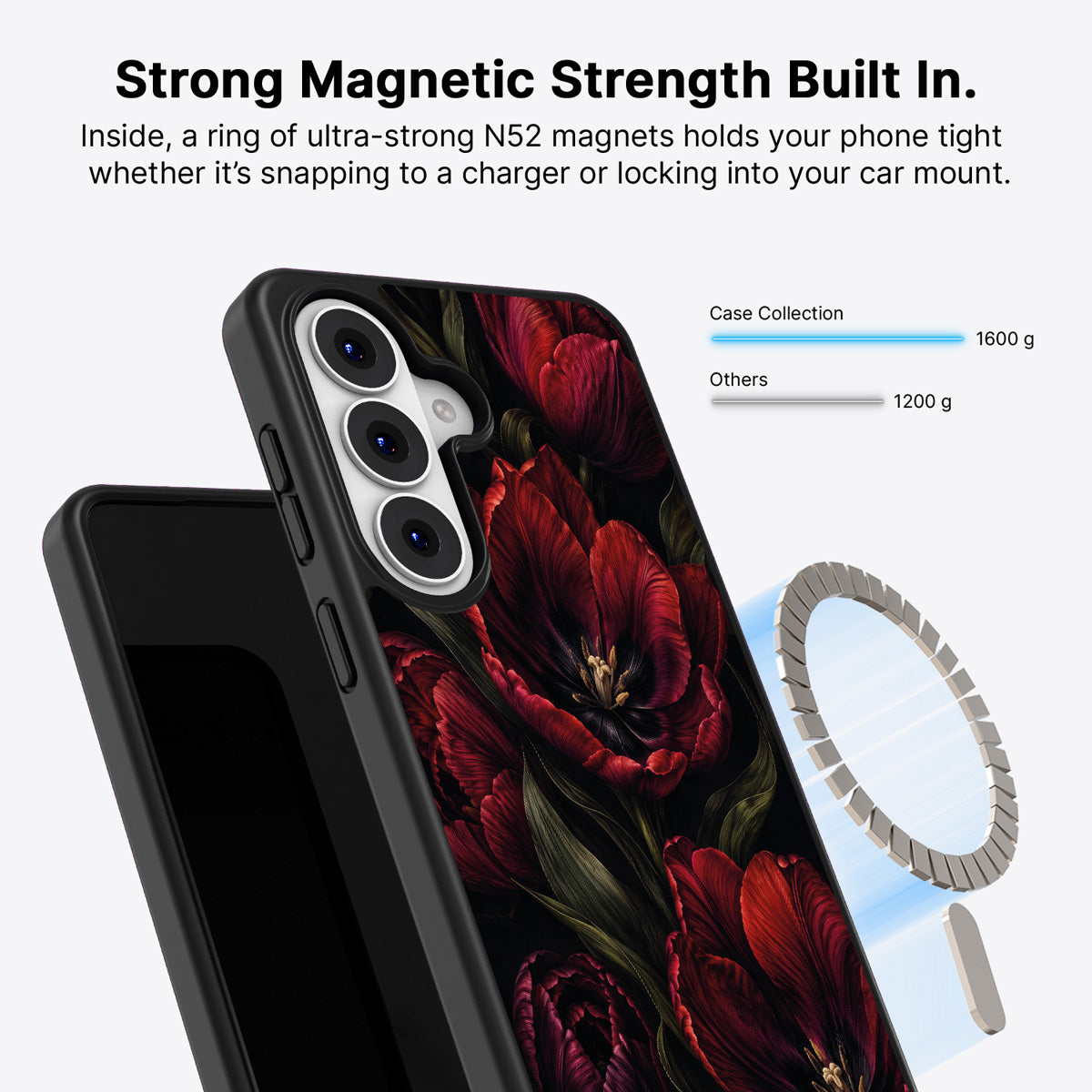 Samsung Galaxy S26 Plus Qi2 magnetic case with N52 magnets – Scarlet Hour design
