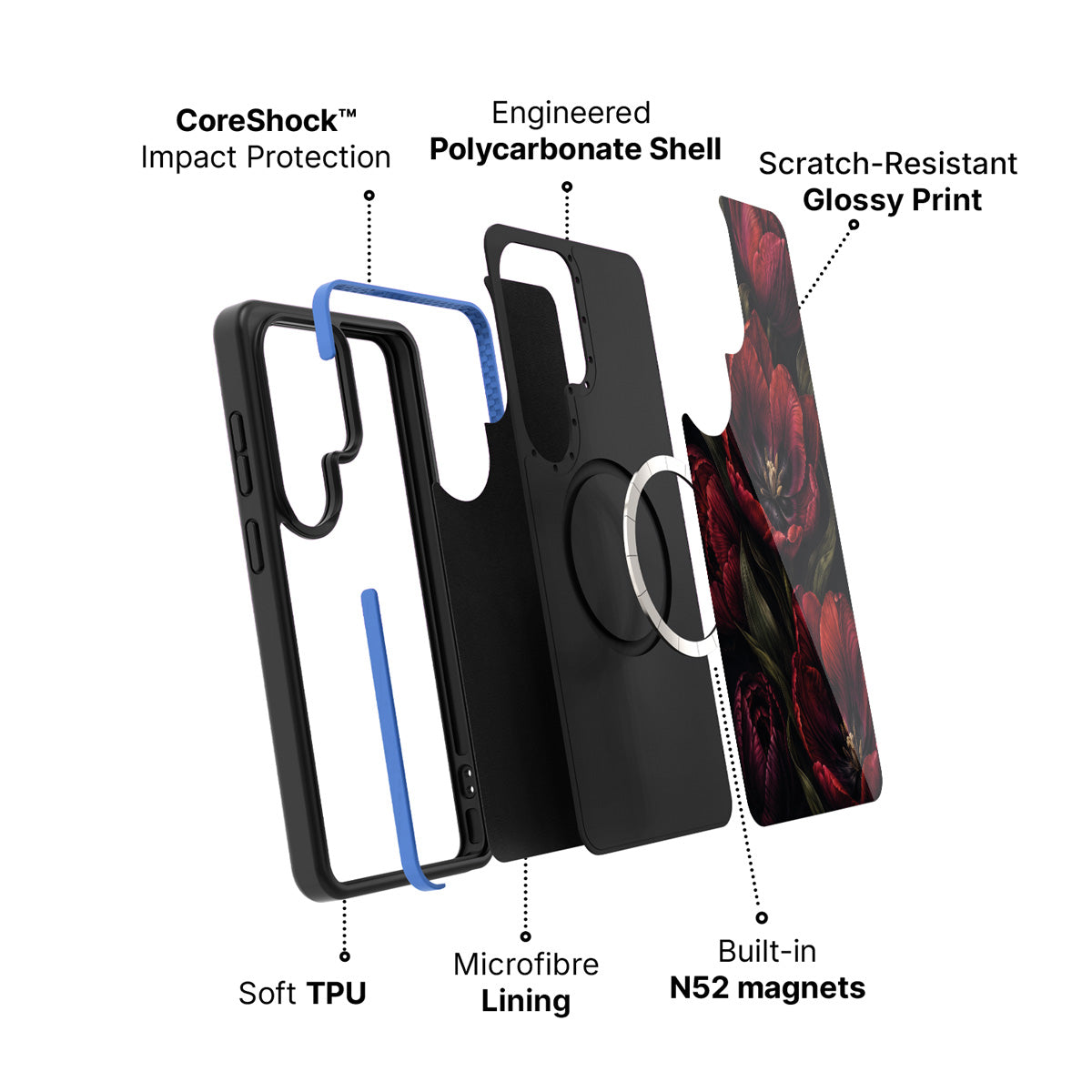 Samsung Galaxy S26 Ultra case construction and features – Scarlet Hour phone case
