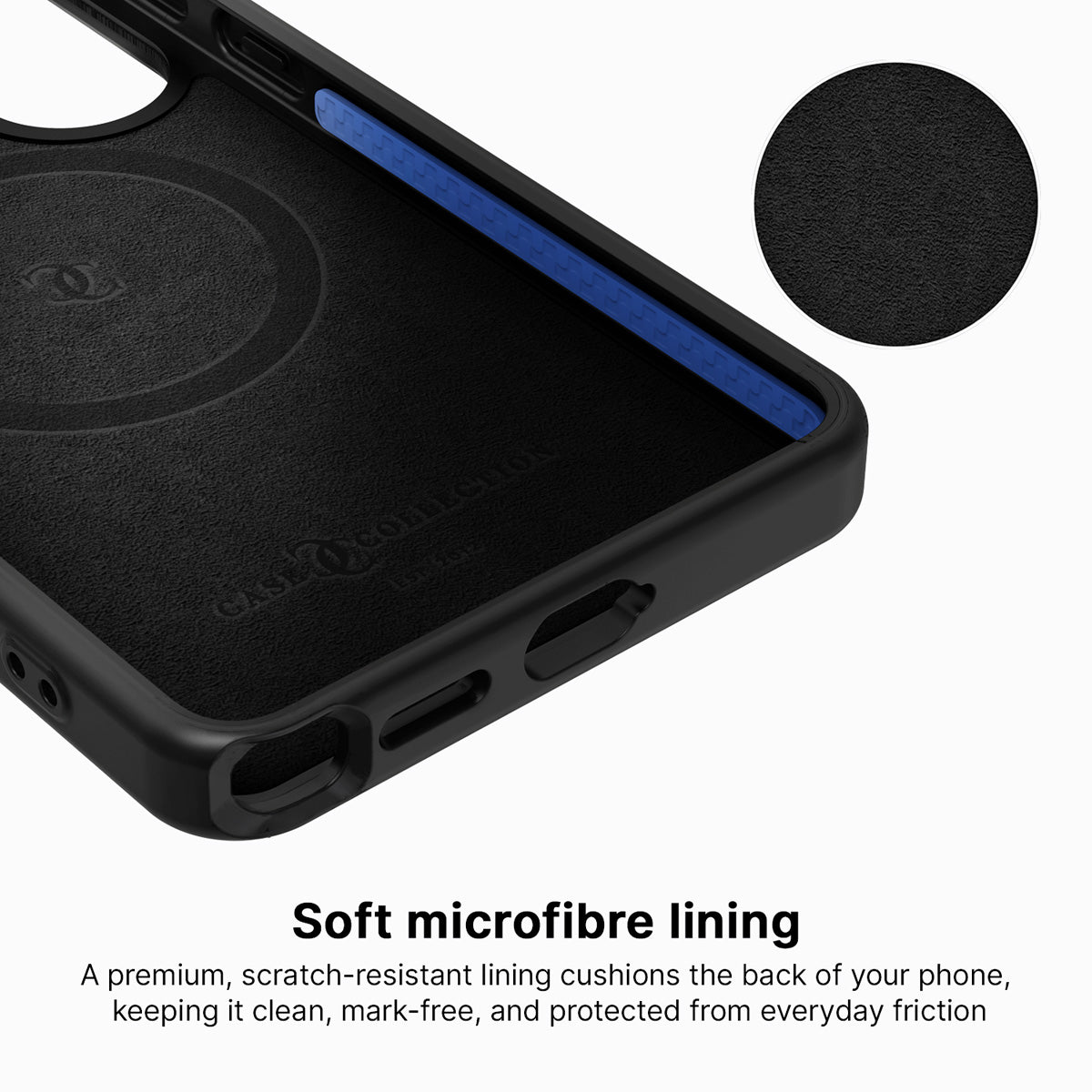 Samsung Galaxy S26 Ultra case interior – Scarlet Hour soft microfibre lining