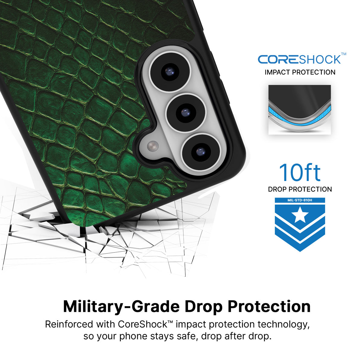Slytherin Senses Samsung Galaxy S26 Plus case with 10ft military-grade drop protection