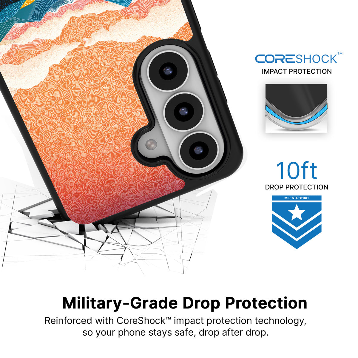 Soft Horizon Samsung Galaxy S26 case with 10ft military-grade drop protection