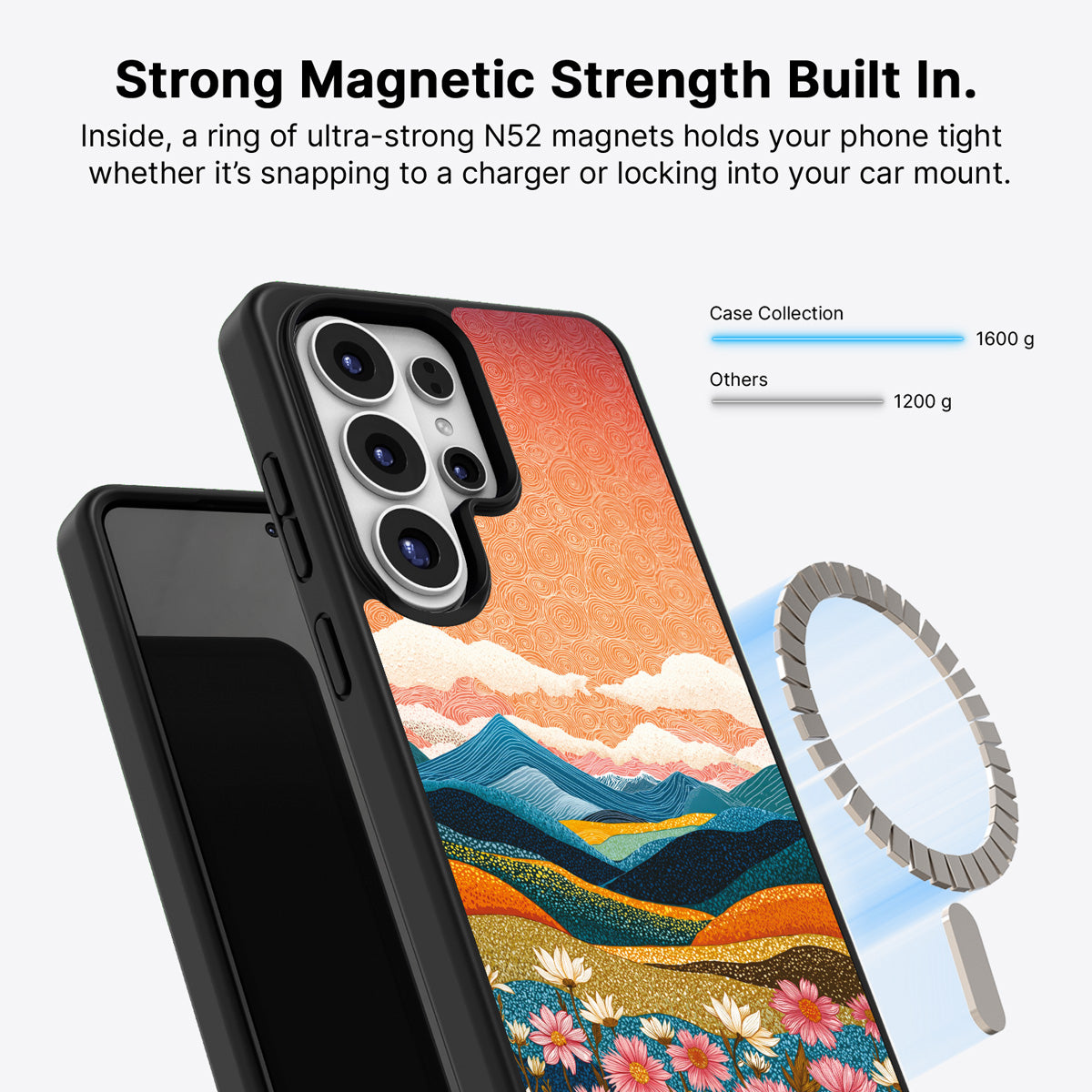 Samsung Galaxy S26 Ultra Qi2 magnetic case with N52 magnets – Soft Horizon design