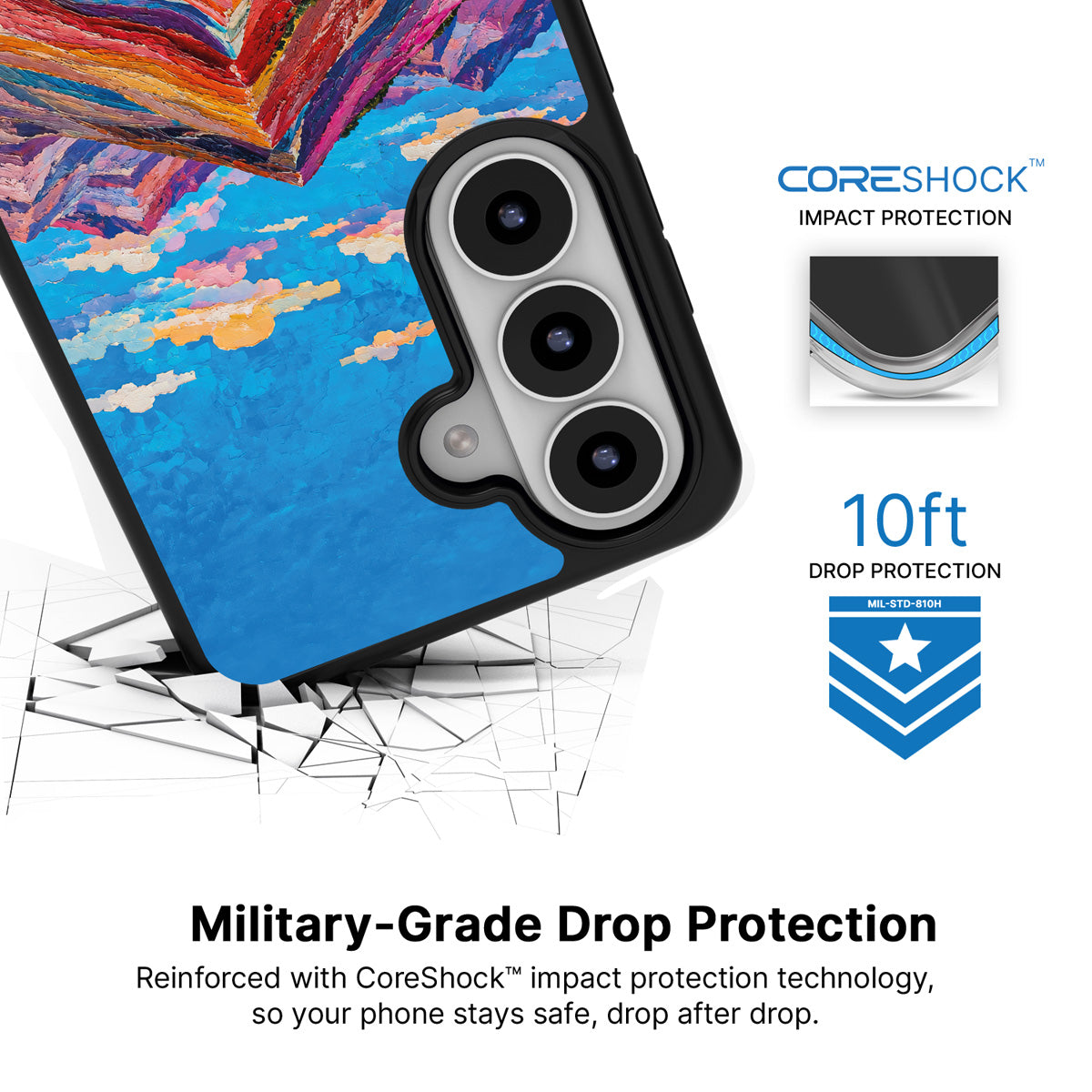 Spectrum Ridge Samsung Galaxy S26 Plus case with 10ft military-grade drop protection