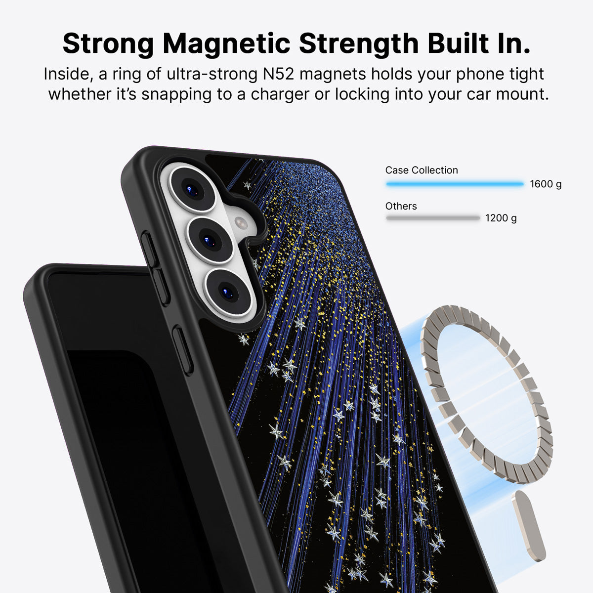 Samsung Galaxy S26 Qi2 magnetic case with N52 magnets – Star Cascade design
