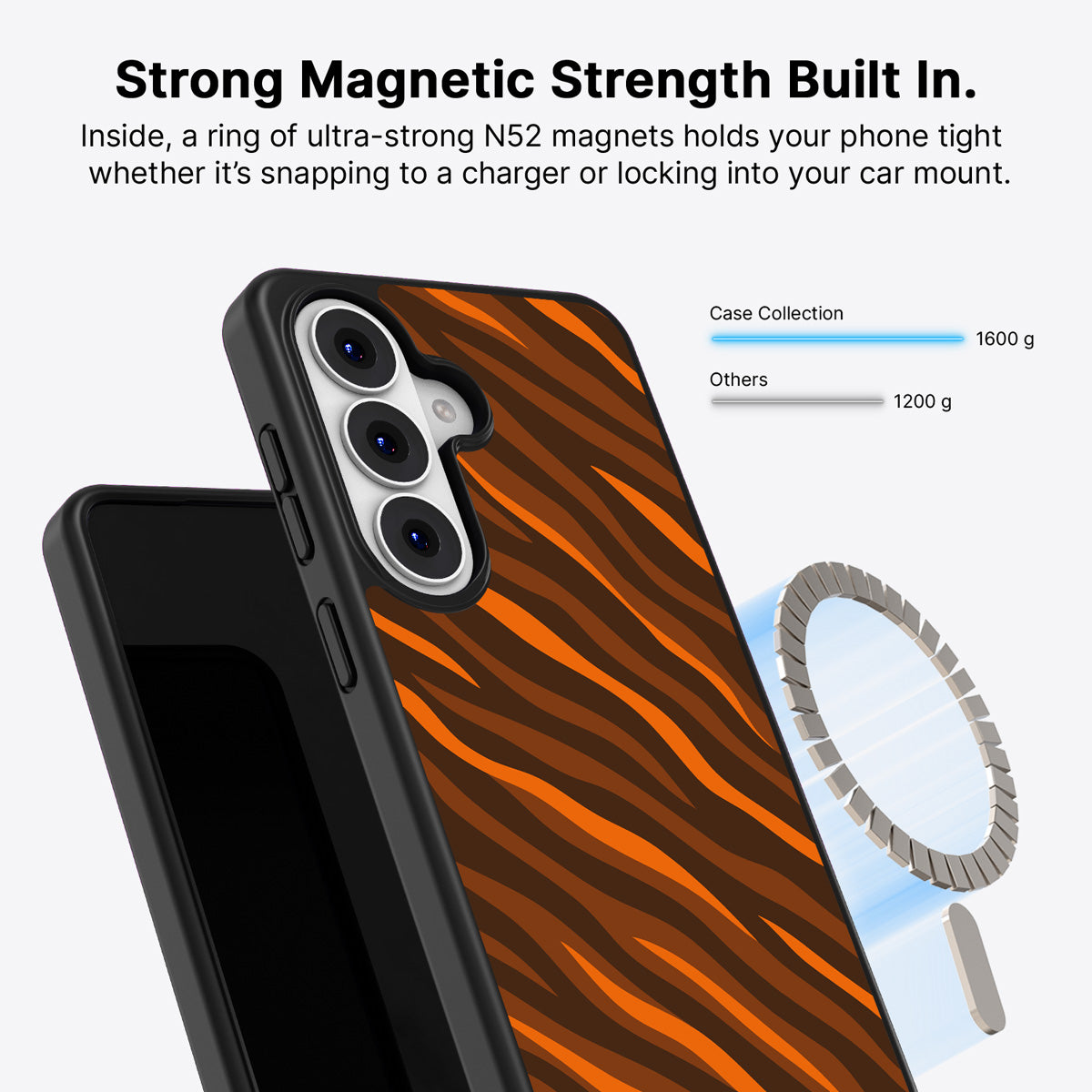 Samsung Galaxy S26 Plus Qi2 magnetic case with N52 magnets – Tiger Trace design