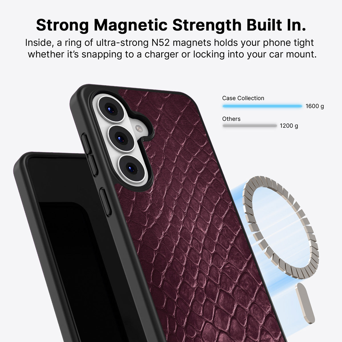 Samsung Galaxy S26 Qi2 magnetic case with N52 magnets – Wine Python design